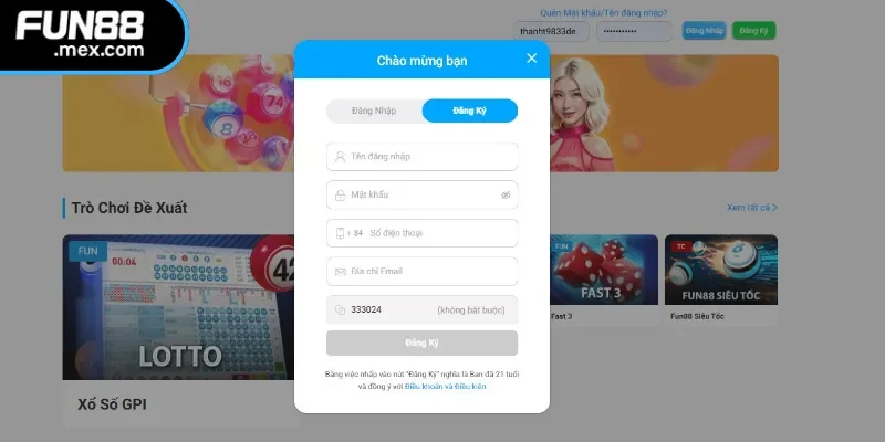 Các bước đăng ký tài khoản Fun88 đơn giản và dễ dàng